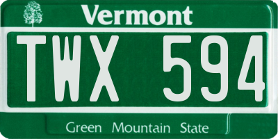 VT license plate TWX594