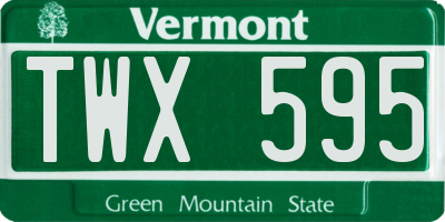 VT license plate TWX595