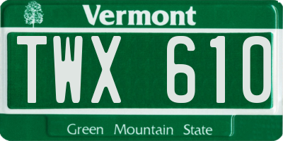 VT license plate TWX610