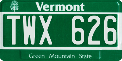 VT license plate TWX626