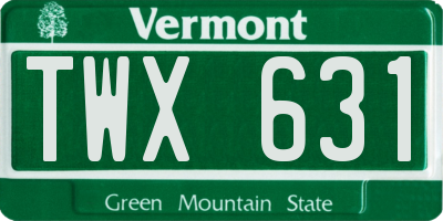 VT license plate TWX631