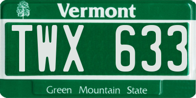VT license plate TWX633