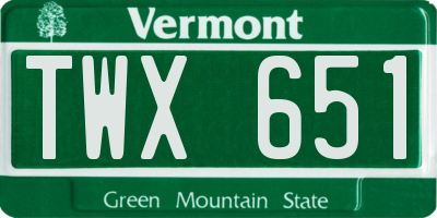 VT license plate TWX651