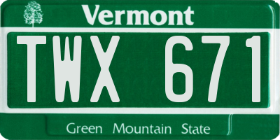 VT license plate TWX671