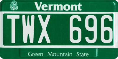 VT license plate TWX696