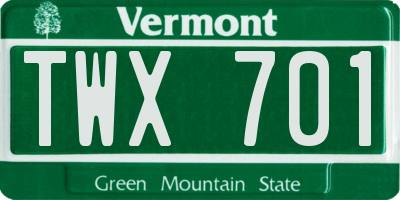 VT license plate TWX701