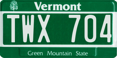 VT license plate TWX704