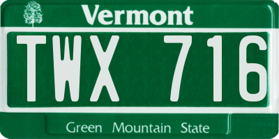 VT license plate TWX716