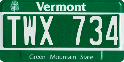 VT license plate TWX734