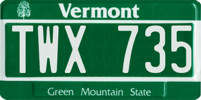 VT license plate TWX735
