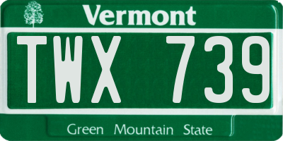 VT license plate TWX739