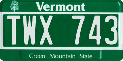 VT license plate TWX743
