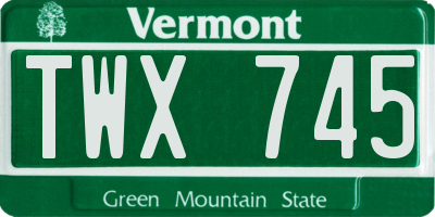 VT license plate TWX745