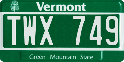 VT license plate TWX749