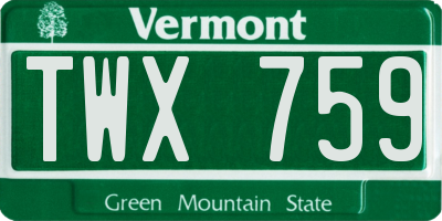 VT license plate TWX759