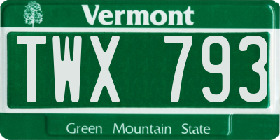 VT license plate TWX793