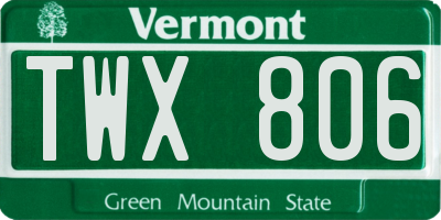 VT license plate TWX806