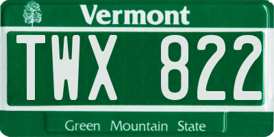 VT license plate TWX822