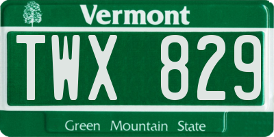 VT license plate TWX829