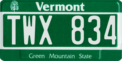 VT license plate TWX834