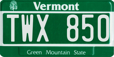 VT license plate TWX850