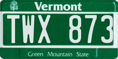 VT license plate TWX873