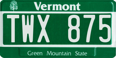 VT license plate TWX875