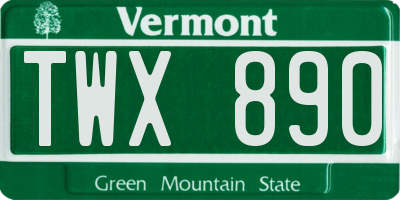 VT license plate TWX890