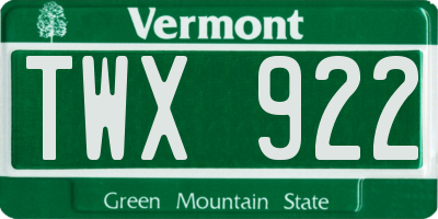 VT license plate TWX922