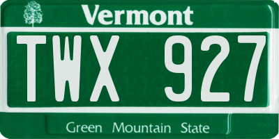 VT license plate TWX927
