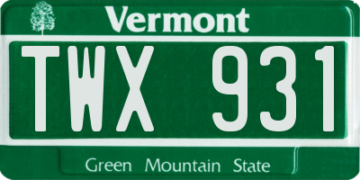 VT license plate TWX931