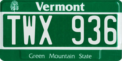 VT license plate TWX936