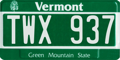 VT license plate TWX937