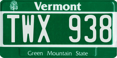 VT license plate TWX938