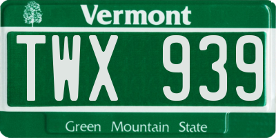 VT license plate TWX939