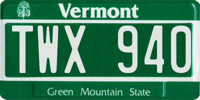 VT license plate TWX940