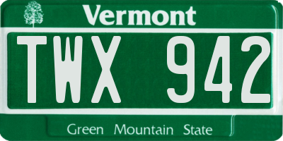 VT license plate TWX942
