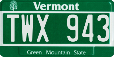 VT license plate TWX943