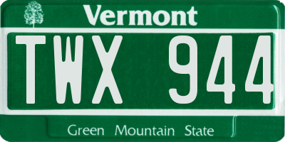 VT license plate TWX944