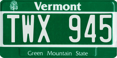 VT license plate TWX945