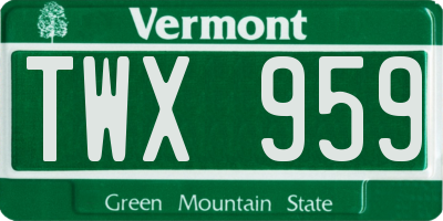 VT license plate TWX959