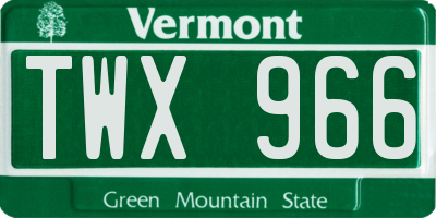 VT license plate TWX966