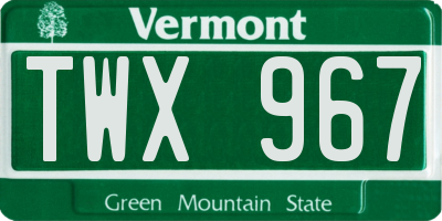 VT license plate TWX967