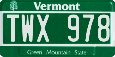 VT license plate TWX978