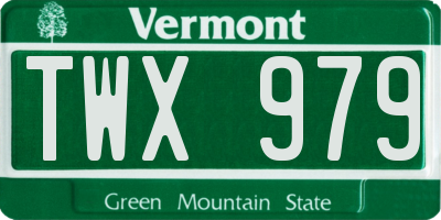 VT license plate TWX979