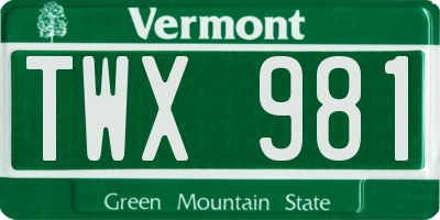 VT license plate TWX981