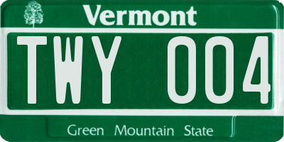 VT license plate TWY004