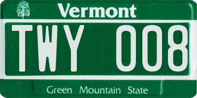 VT license plate TWY008