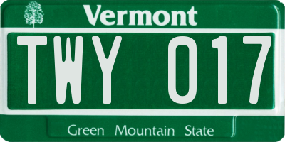 VT license plate TWY017