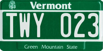 VT license plate TWY023